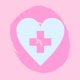 light blue heart with cross on pink background
